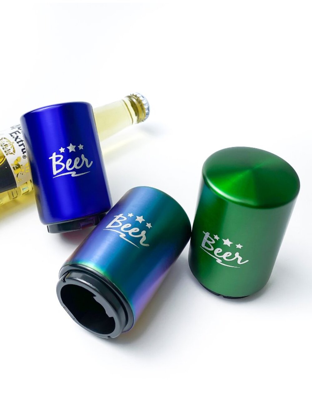 3x pack Automatic Magnetic Stainless Steel Bottle Opener with printed logo